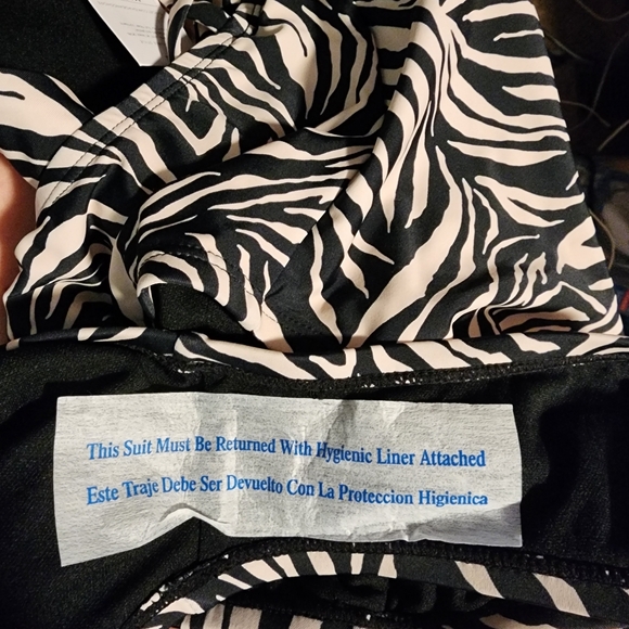 Shade & Shore Double Strap Plunge One Piece Swimsuit XS Black Animal Print Zebra - Picture 7 of 8